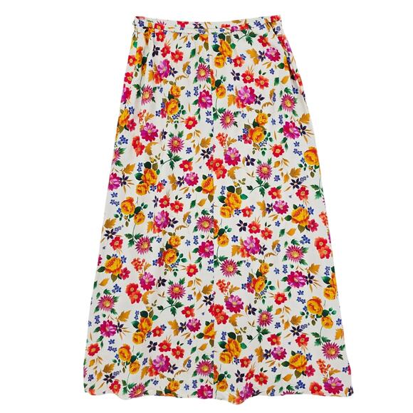 Vintage 90s Silk Floral Maxi Skirt 8 - Picture 2 of 7